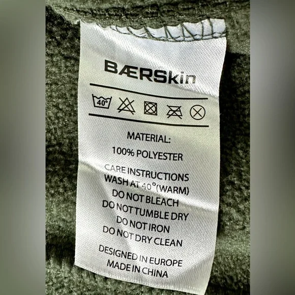 Baerskin Tactical Fleece Hoodie Jacket Men’s Large Green Full Zip Pockets - Picture 4 of 9